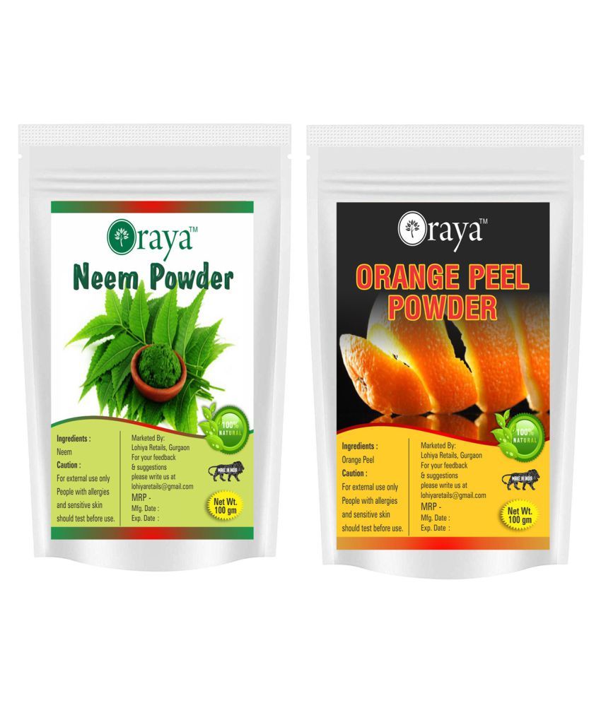     			ORAYA 100% Pure Neem Powder And Orange Peel Powder Face Pack 200 gm Pack of 2