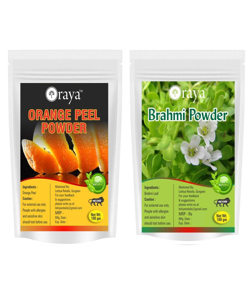     			ORAYA 100% Pure Orange Peel Powder And Brahmi Leaf Powder Face Pack 200 gm Pack of 2