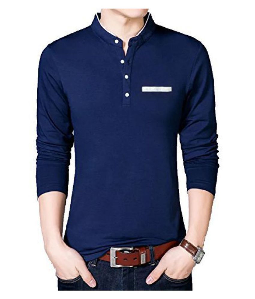     			Eyebogler Polyester Cotton Navy Solids T-Shirt