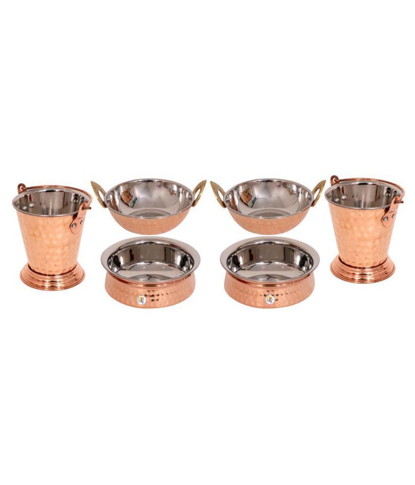 Copper Steel Donga , Kadhai and Balti Set of 2 Buy Online at Best