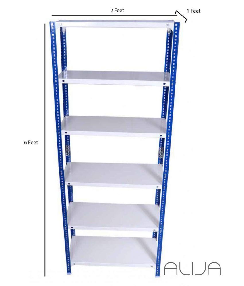 Slotted Angle Rack 6x2x1 Feet With 6 Shelf Shelving Multipurpose Rack Unit White Blue Buy Slotted Angle Rack 6x2x1 Feet With 6 Shelf Shelving Multipurpose Rack Unit White Blue