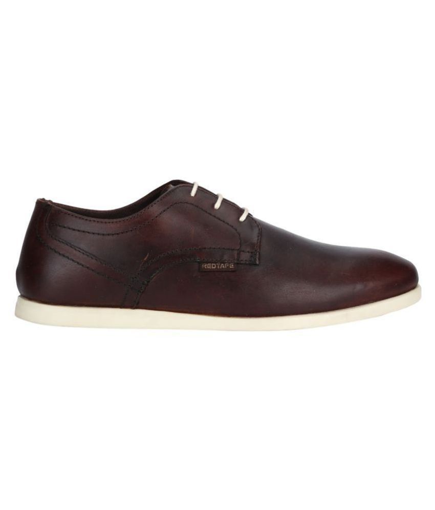 red tape brown leather sneakers