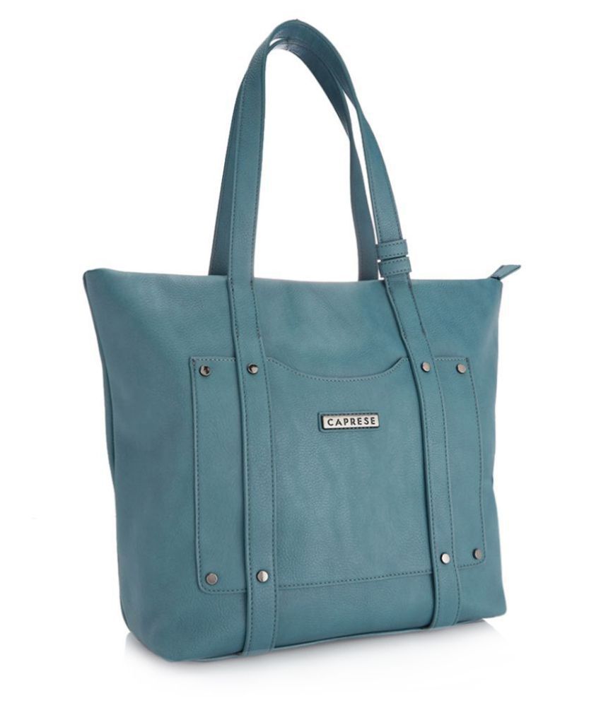 Caprese Blue Faux Leather Tote Bag - Buy Caprese Blue Faux Leather Tote ...
