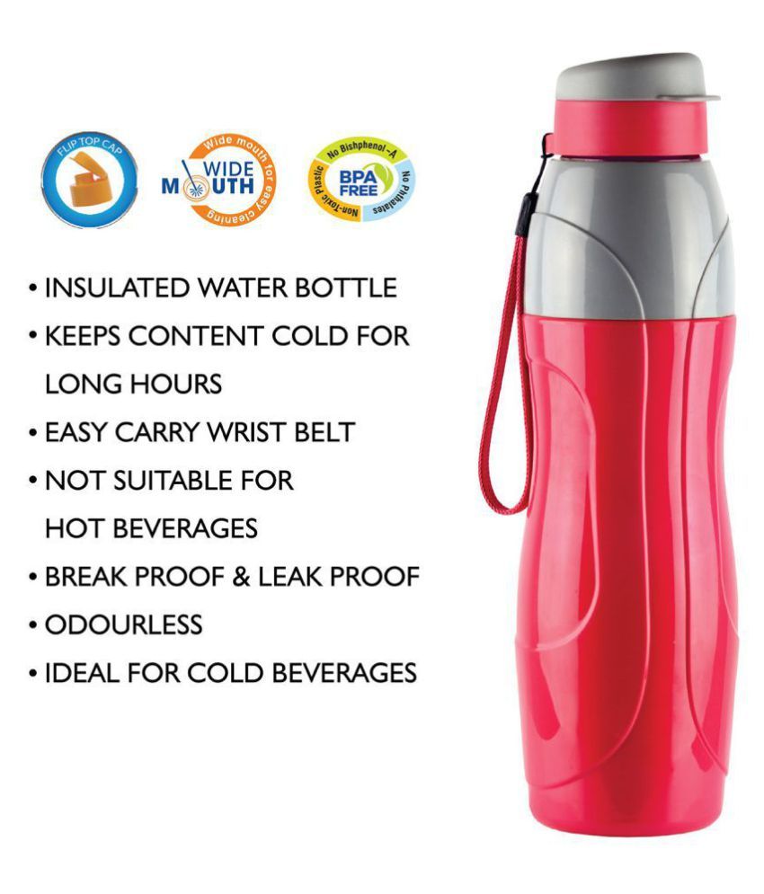 Cello Puro Plastic Sports Insulated Water Bottle, Multicolour 900 mL