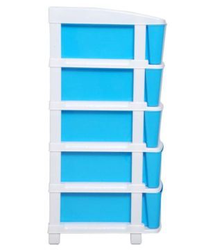 Wud Kraft Multipurpose 5 Tier 60x32x30 Cm White Blue Plastic