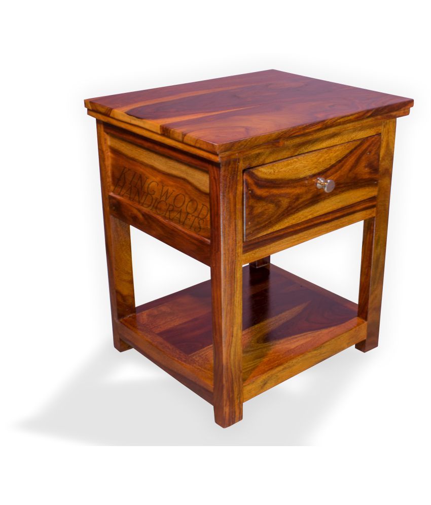 Kingwood Furniture Single Drawer Bed Side Table In Sheesham Wood With Honey Finish Size 18 X 15 X 22 Inches Buy Kingwood Furniture Single Drawer Bed Side Table In Sheesham