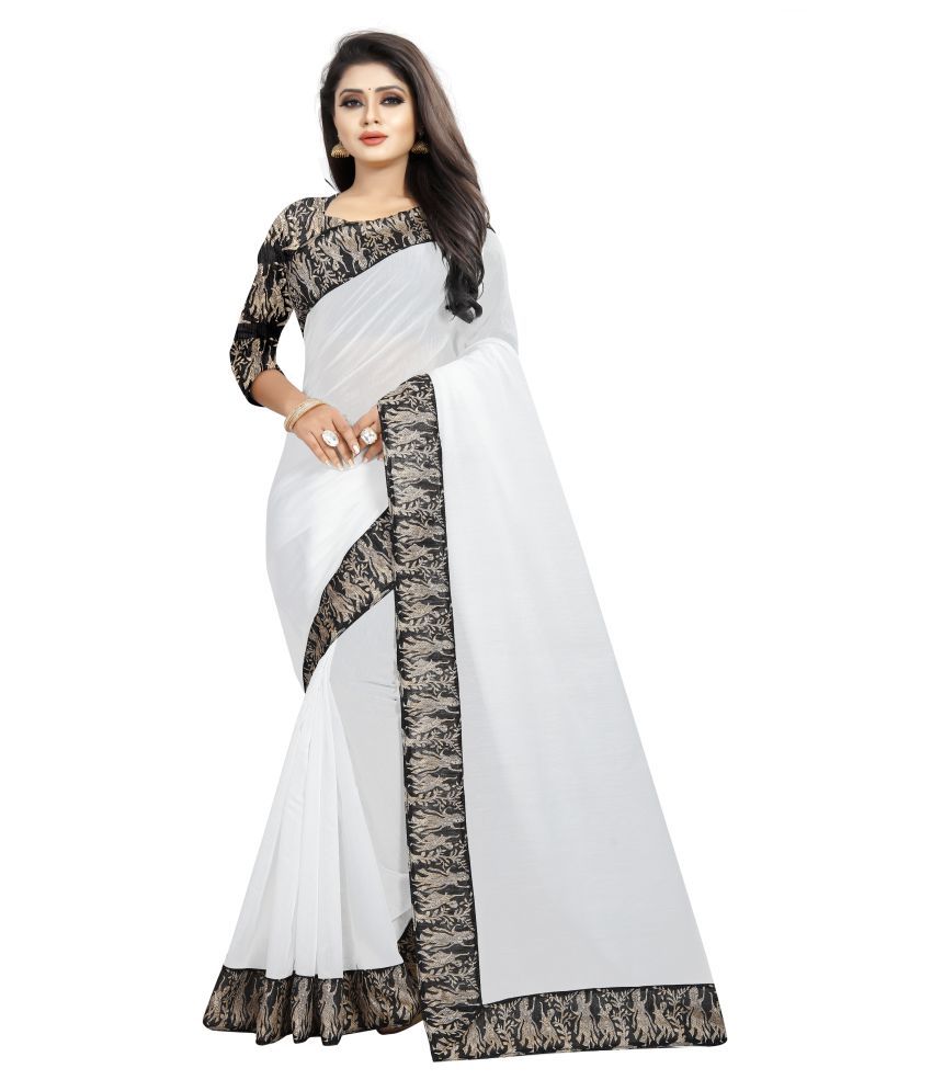 Pemal Designer White Chanderi Saree - Buy Pemal Designer White Chanderi ...