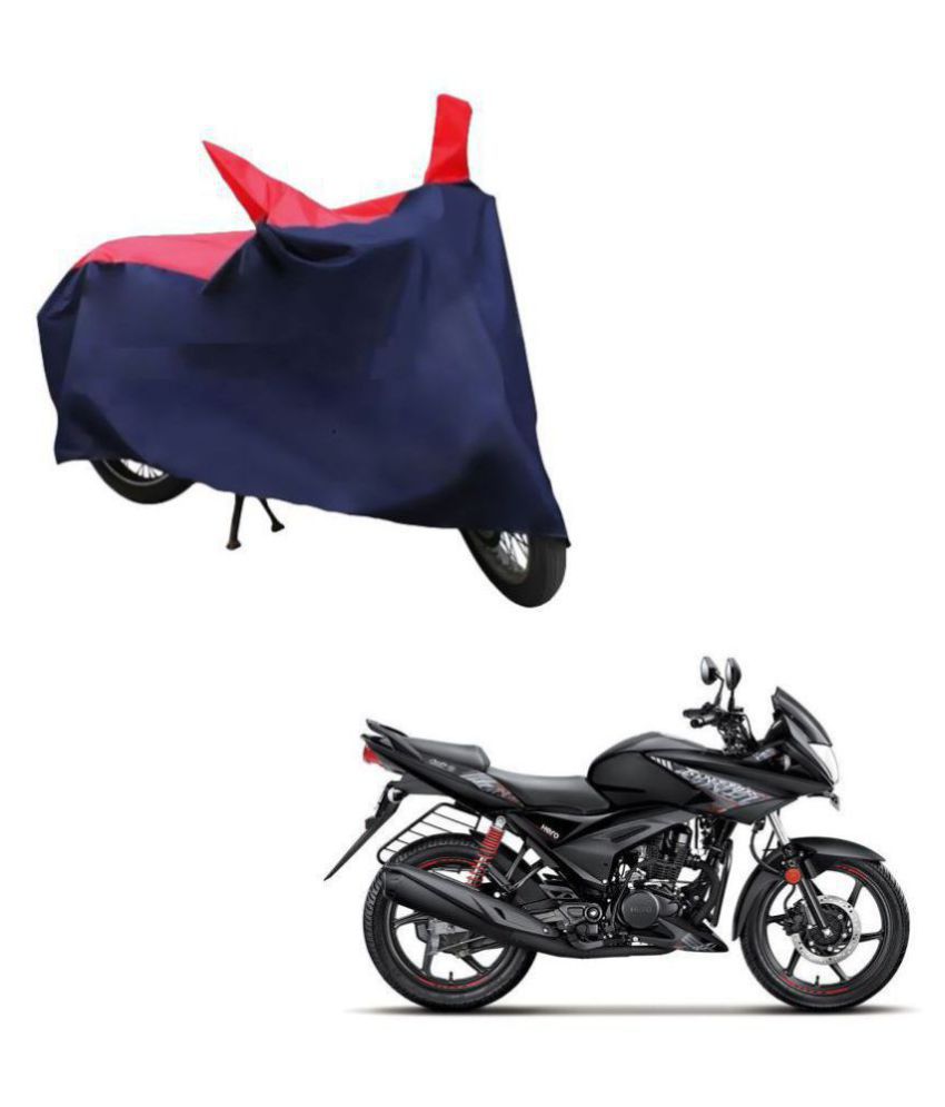     			AutoRetail Dust Proof Two Wheeler Polyster Cover for Hero Ignitor (Mirror Pocket, Red and Blue Color)