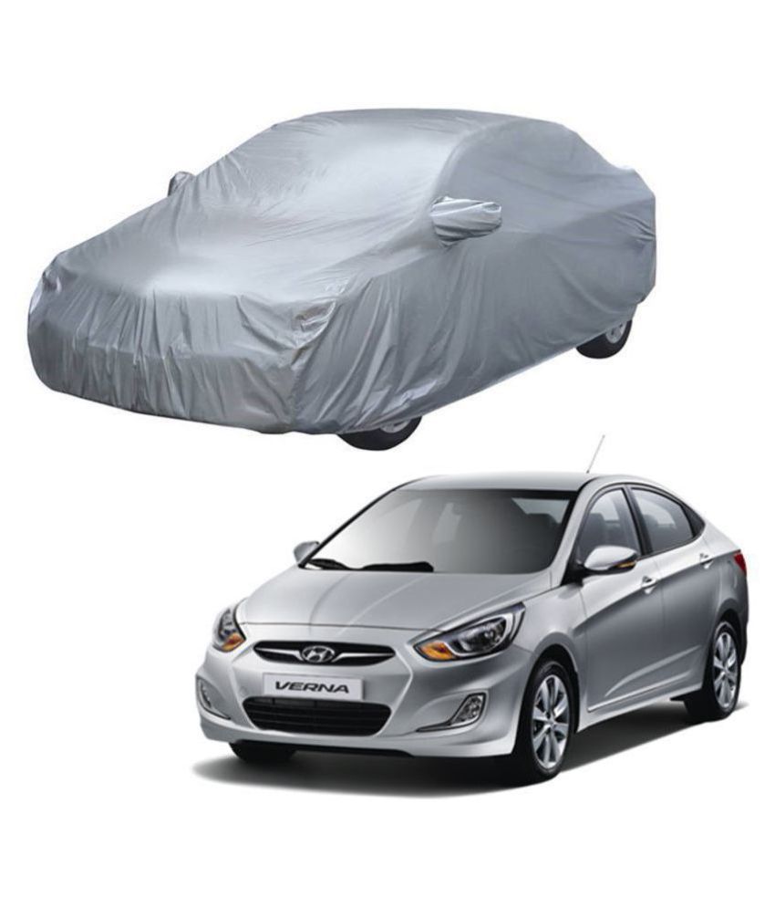     			Autoretail Silver Color Dust Proof Car Body Polyster Cover With Mirror Pocket Polyster For Hyundai Fluidic Verna 4S