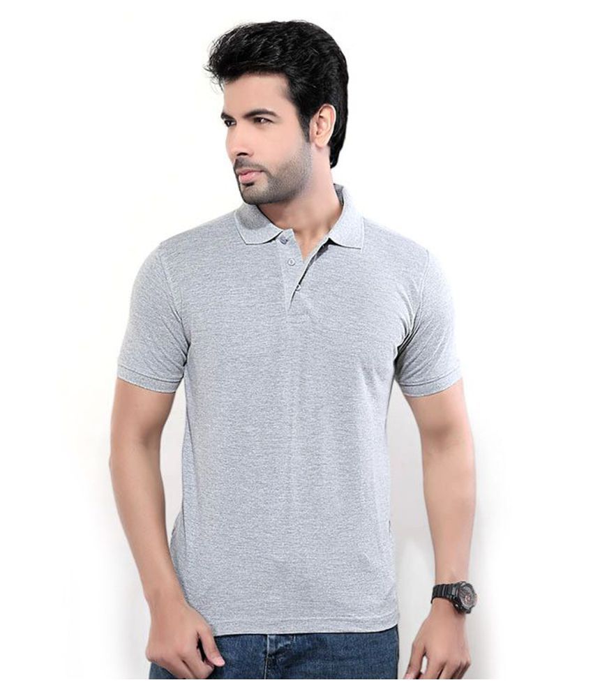     			Funky Guys Pack of 1 Cotton Blend Slim Fit Solid Half Sleeves Men's Polo T Shirt ( Grey )