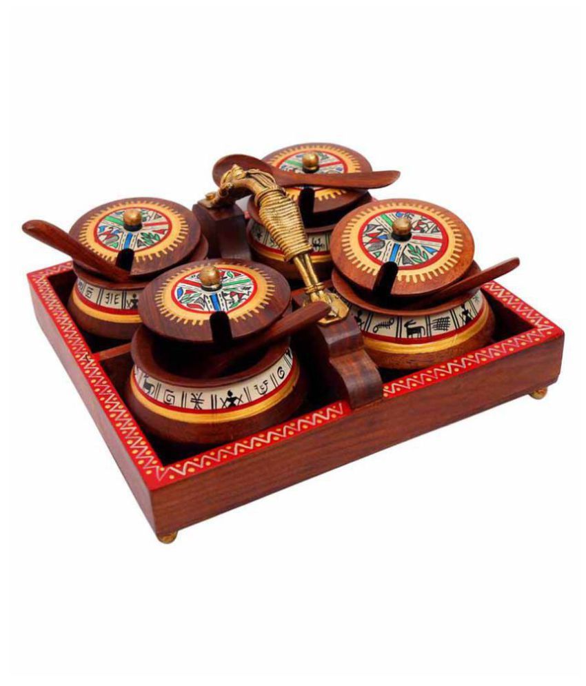 Indikala Wooden Condiment Set 9 Pcs Buy Online at Best Price in India