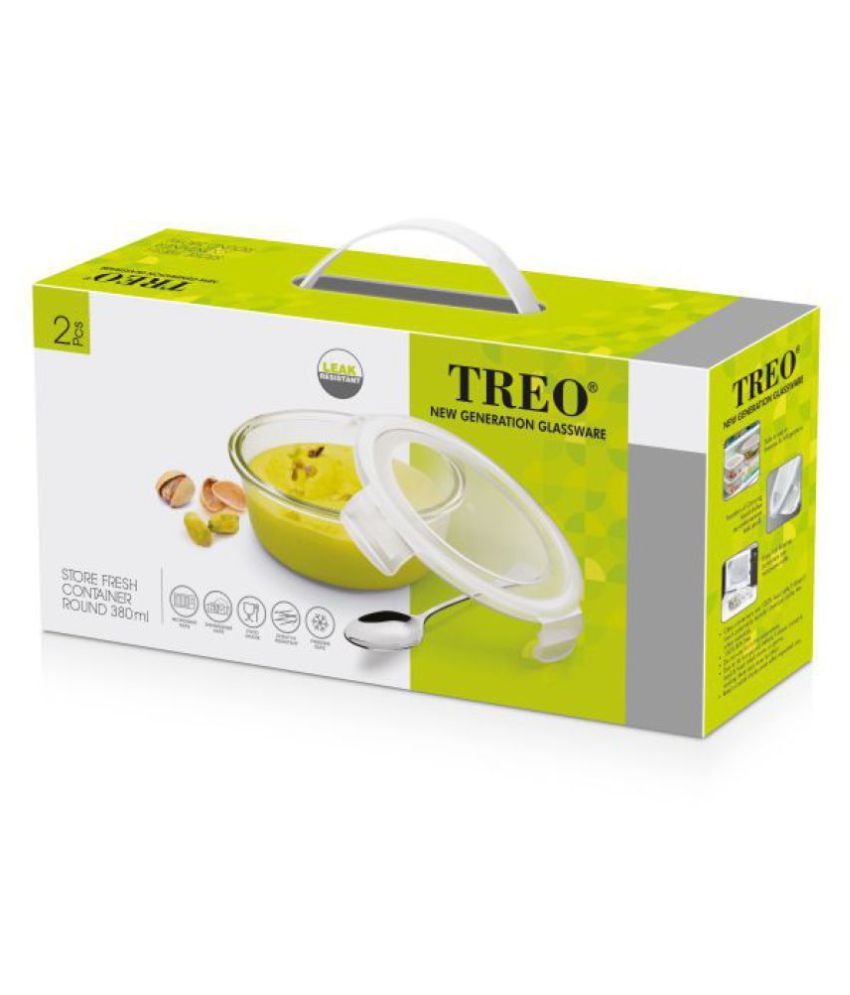Treo By Milton STORE FRESH ROUND Glass Food Container Set of 2 380 mL