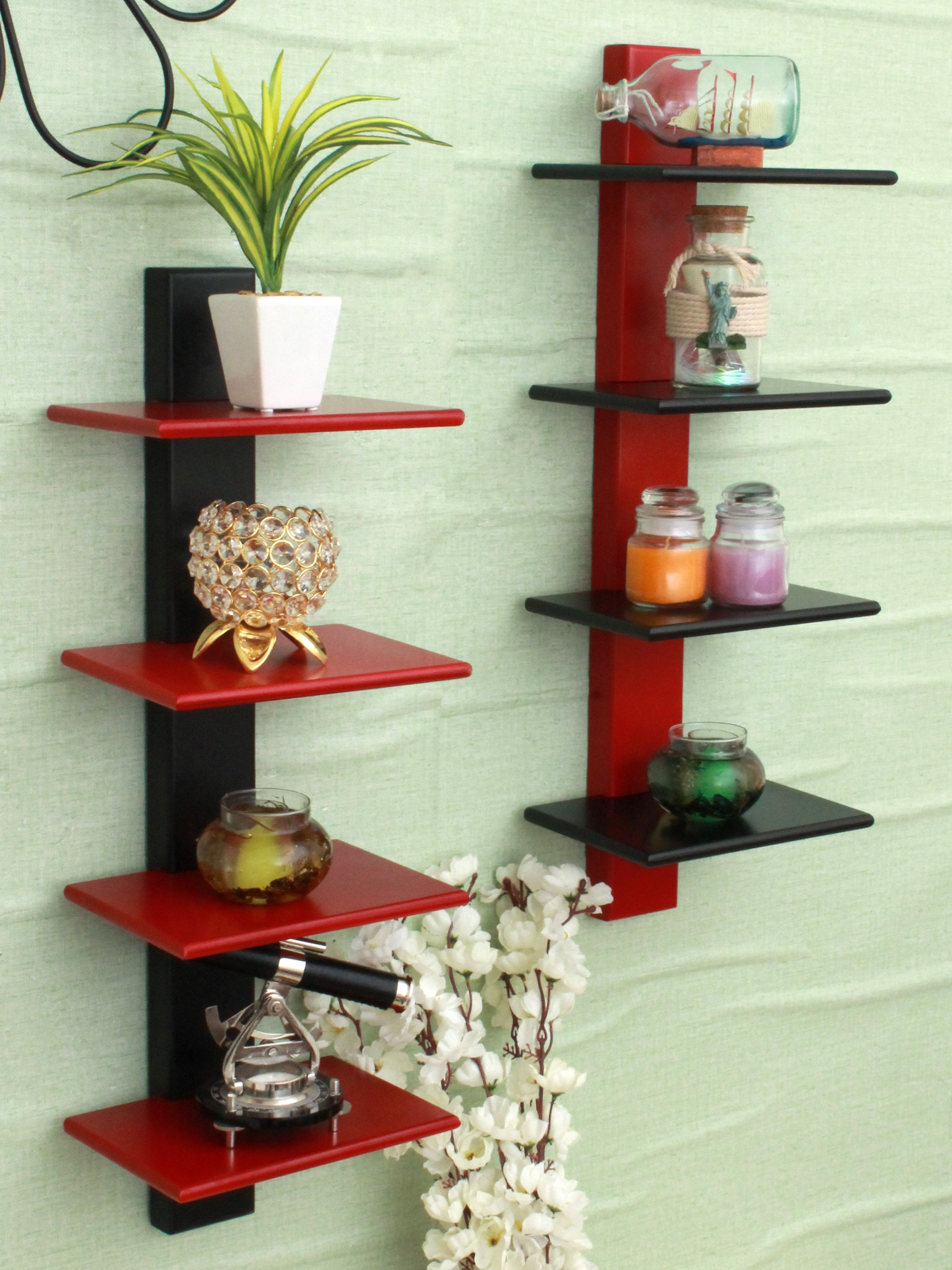 Home Sparkle Mdf 4 Tier Rack Set Of 2 For Wall Decor Suitable For Living Room Bed Room Designed By Craftsman Buy Home Sparkle Mdf 4 Tier Rack Set Of 2 For