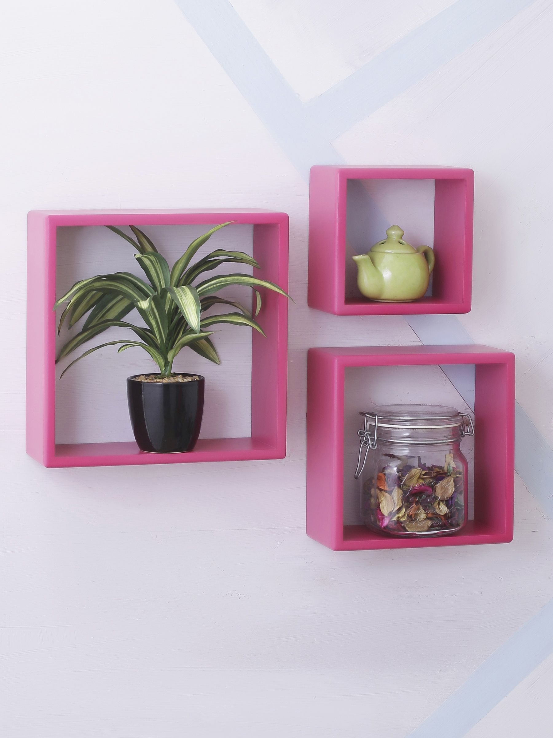 Home Sparkle MDF Set of 3 Square Wall Shelves For Wall ...