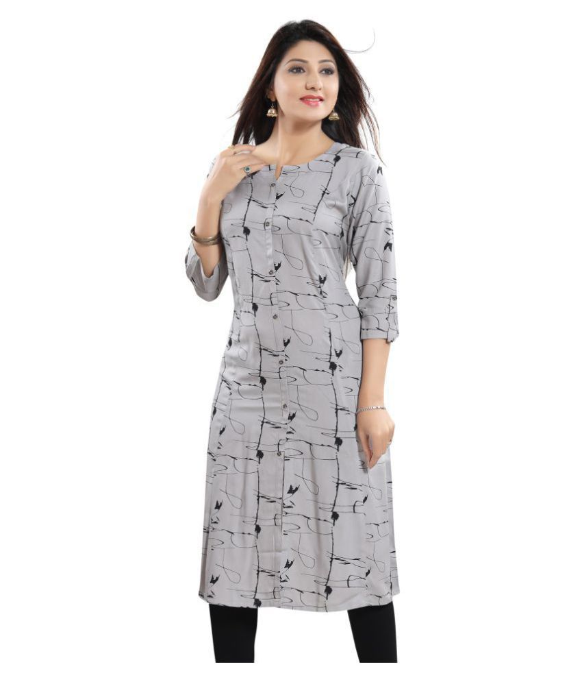     			Meher Impex - Light Grey Cotton Women's Front Slit Kurti ( Pack of 1 )