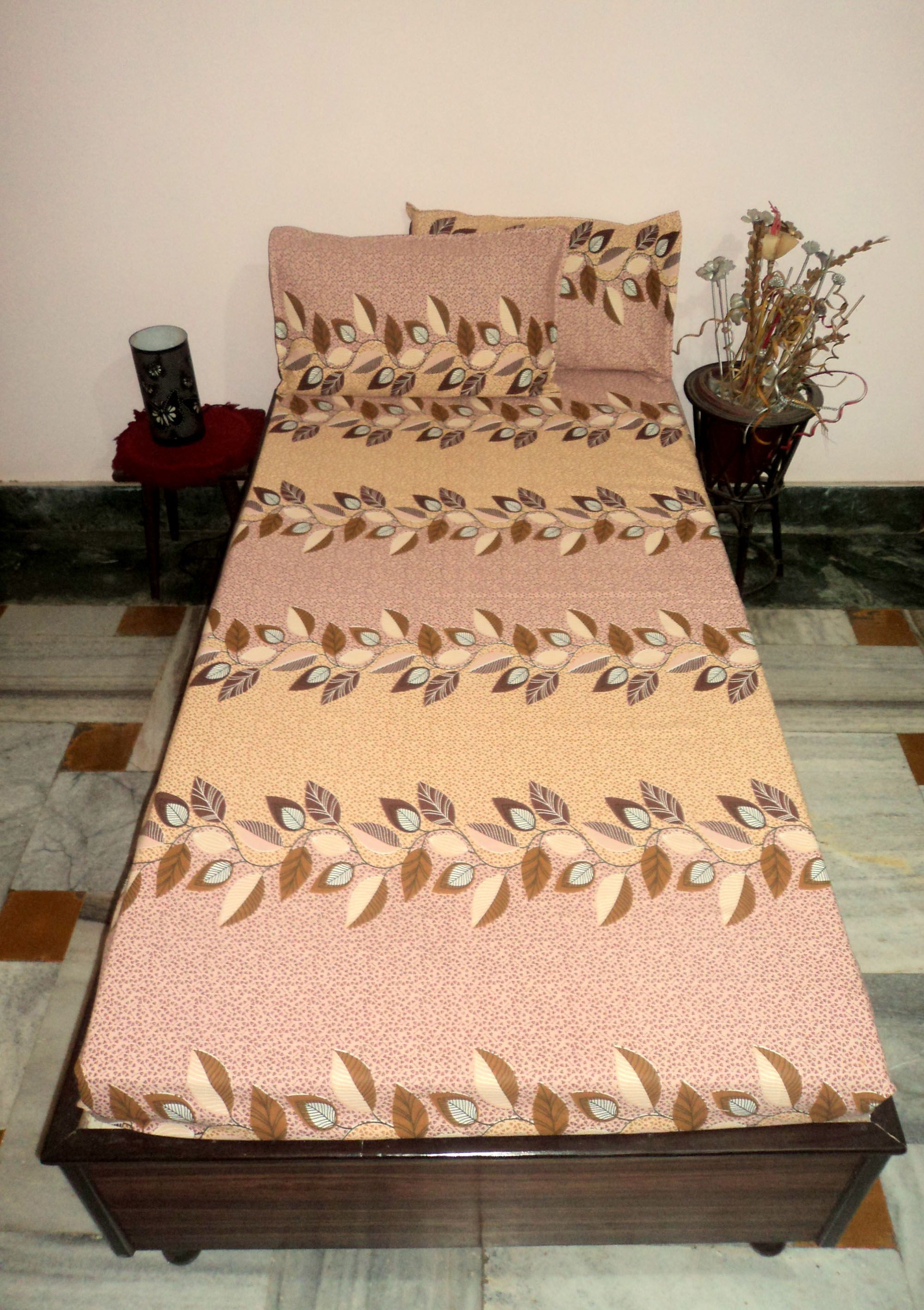 A&H Single Cotton Brown Printed Fitted Sheet Set of 3 - Buy A&H Single