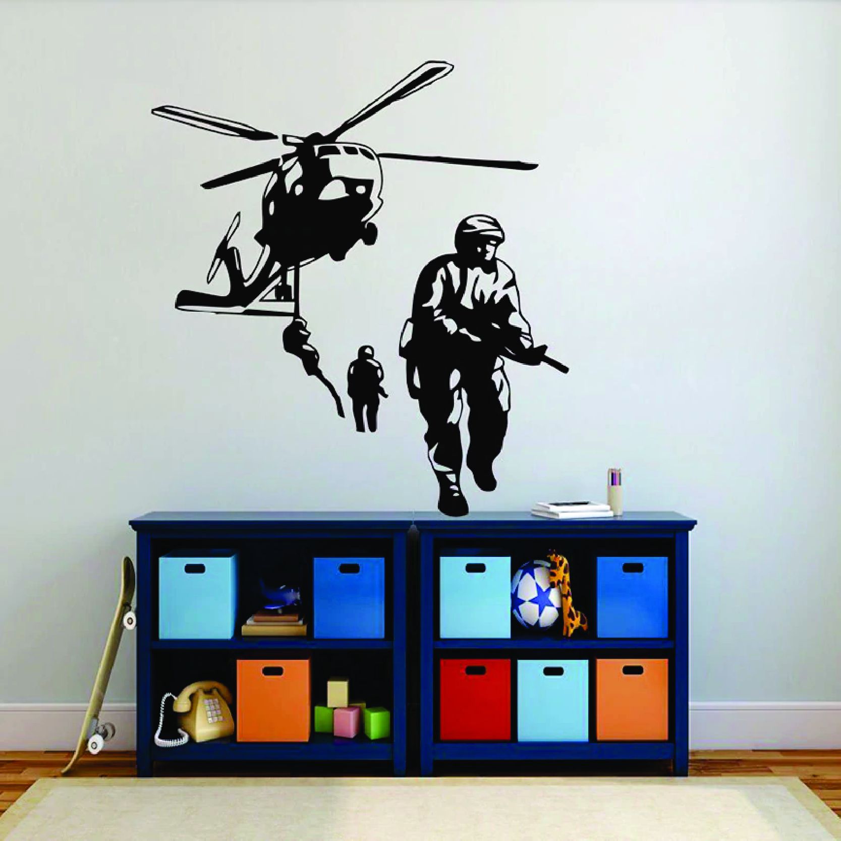     			Decor Villa HELICOPTER FIGHTER Cartoon Characters  Sticker ( 53 x 58 cms )