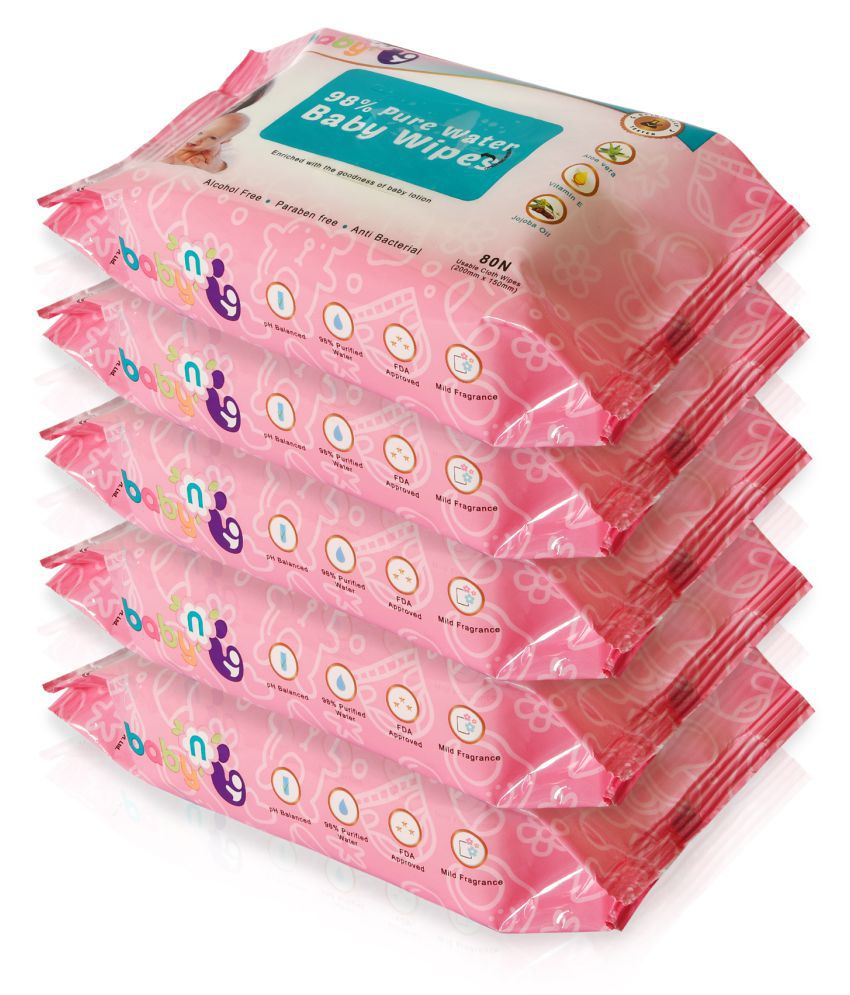     			Babynu 98% Pure water wipes (80 wipes/pack) (Pack of 5)