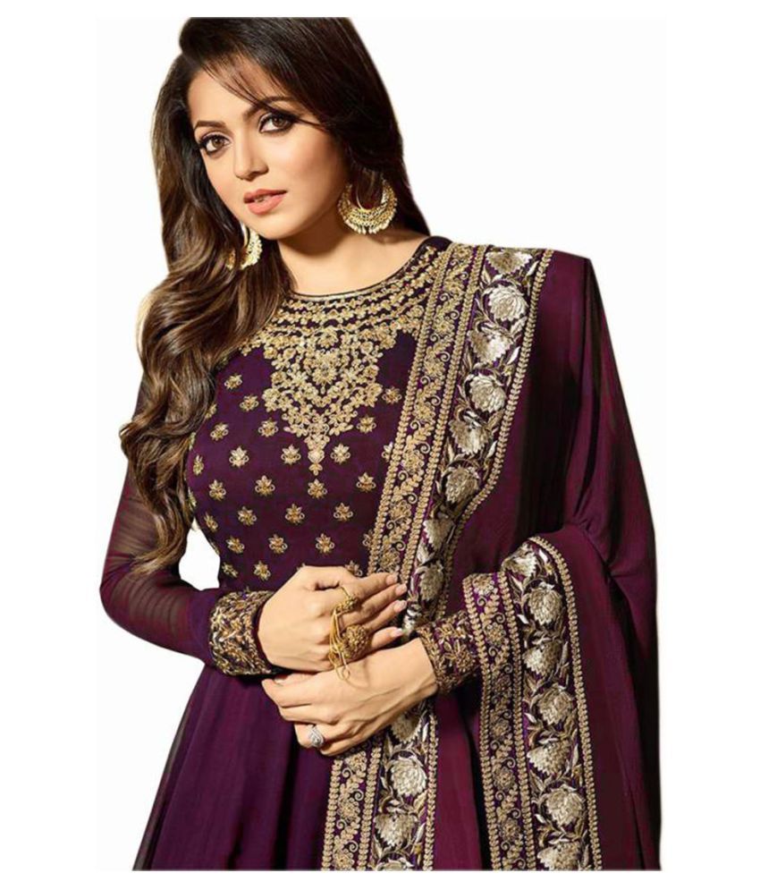 purple georgette gown