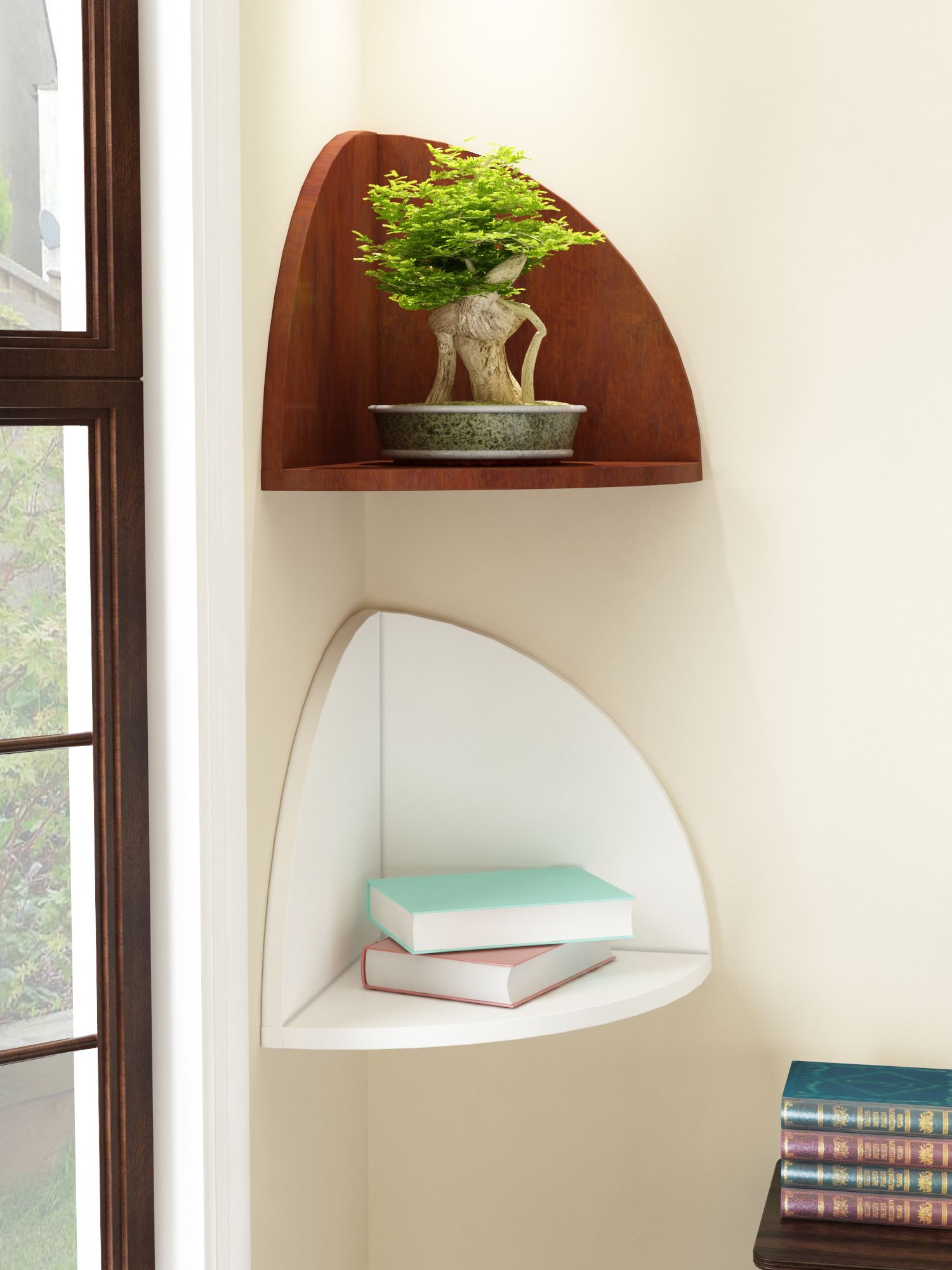 Home Sparkle MDF Decorative Corner Wall Shelves, Suitable For Living Room/Bed Room-Set of 2 (Designed By Craftsman)