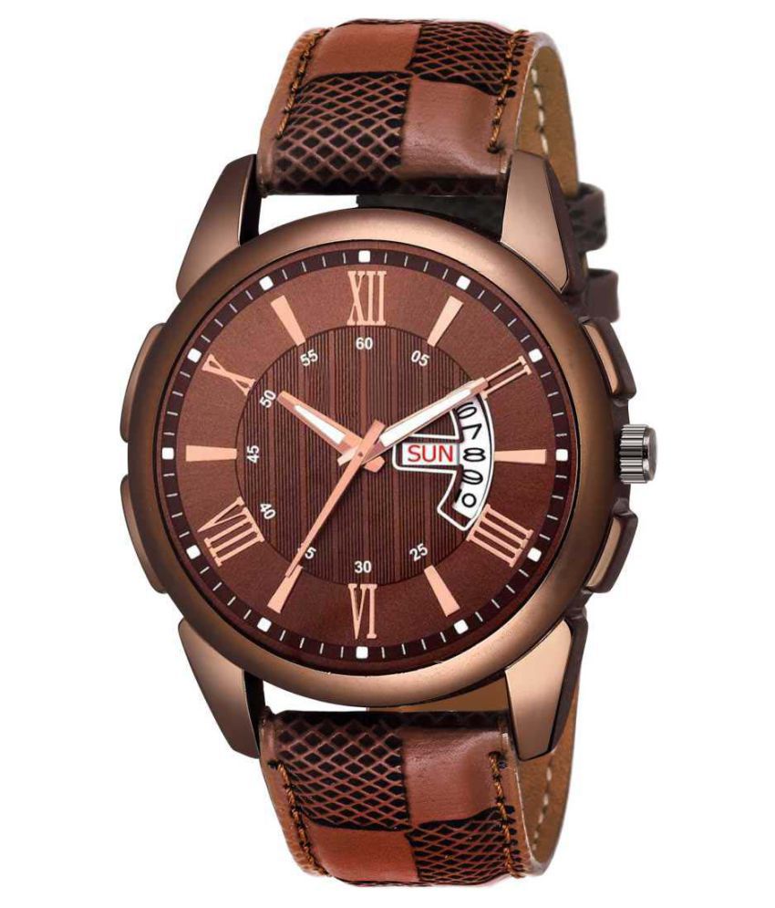     			newmen 2028 Day and Date Leather Analog Men's Watch
