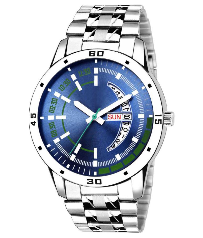     			newmen 2034-BL Day and Date Stainless Steel Analog Men's Watch