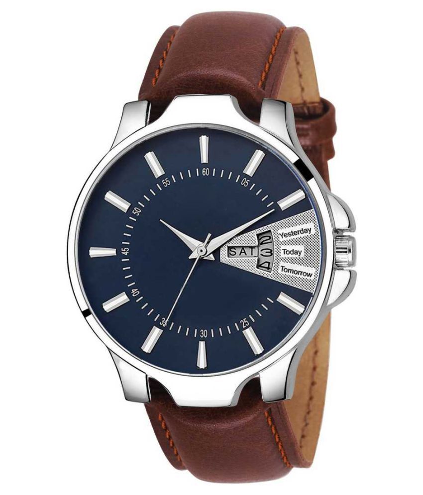     			newmen 2043 Day and Date Leather Analog Men's Watch