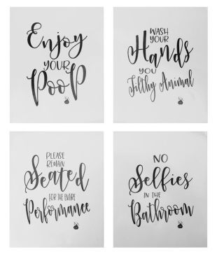 4pcs Funny Bathroom Quotes Sign Stickers Typography Unframed 4pcs Funny Bathroom Quotes Sign Stickers Typography Unframed
