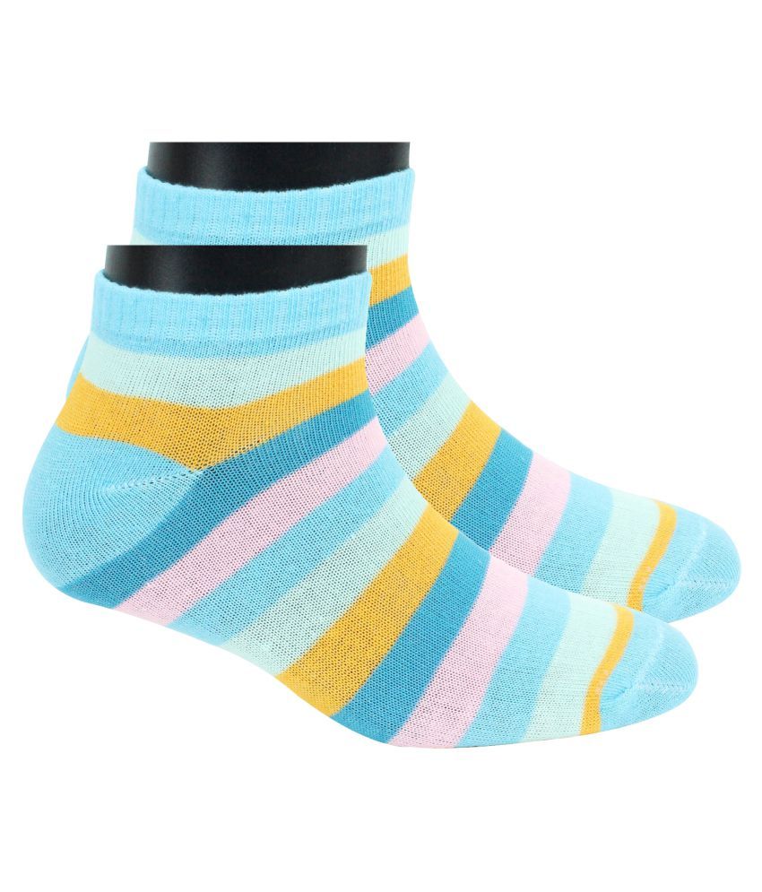 Neska Moda Women 1 Pair Blue Ankle Length Socks S1278