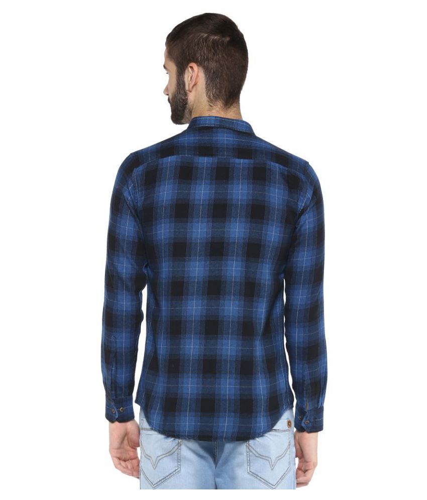 sky blue checks shirt