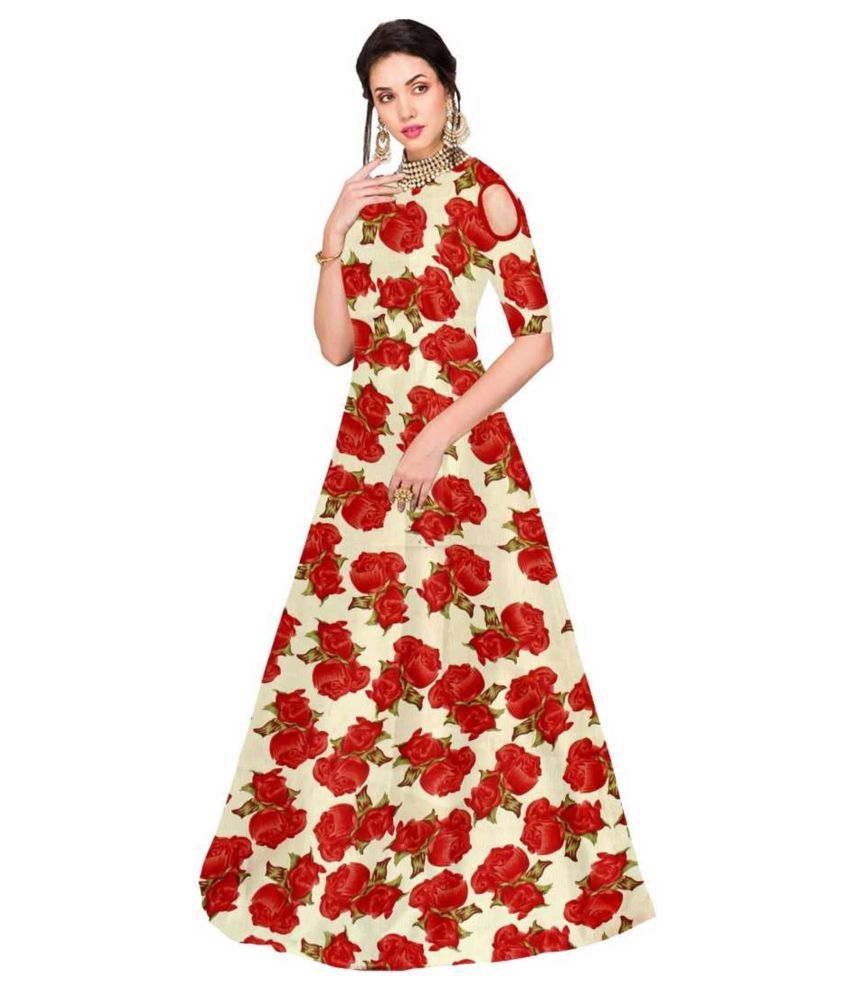 Saadhvi Beige Satin Gown - Buy Saadhvi Beige Satin Gown Online at Best Prices in India on Snapdeal