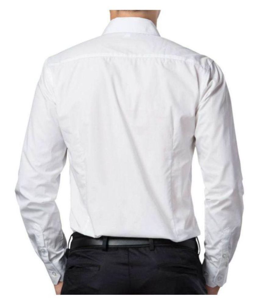 Aman Cotton Blend White Solids Shirt - Buy Aman Cotton Blend White ...