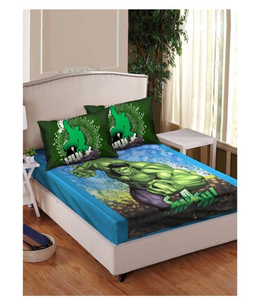 Marvel Green Double bed 100 Cotton Bedsheet ( 1 pcs ) Buy Marvel