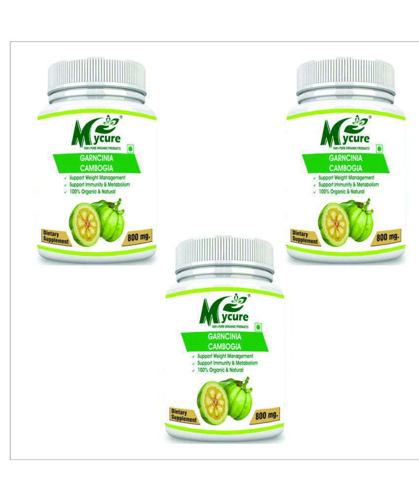 mycure Premium Quality Garcinia Cambogia Extract for Weight Loss 800 mg Unflavoured Pack of 3