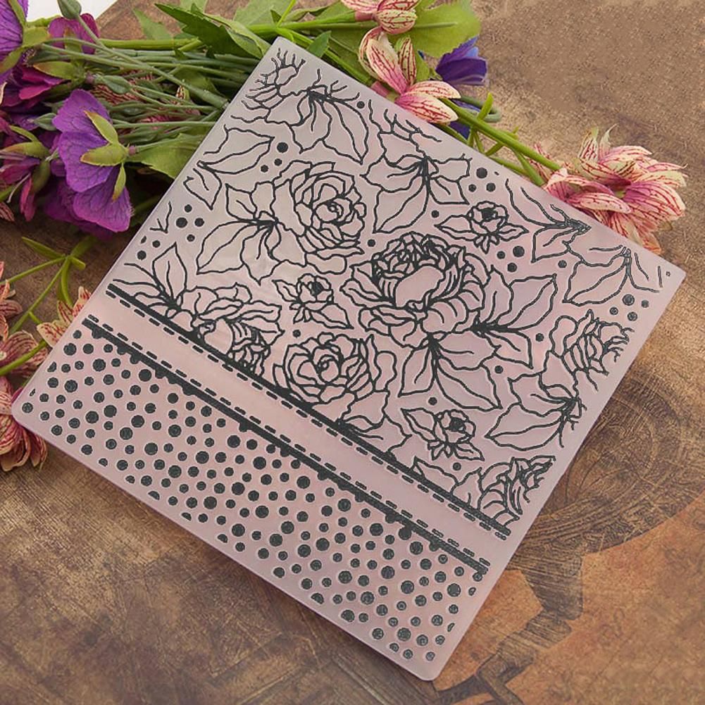 Diy Scrapbook Plastic Flower Embossing Folder Template For Album