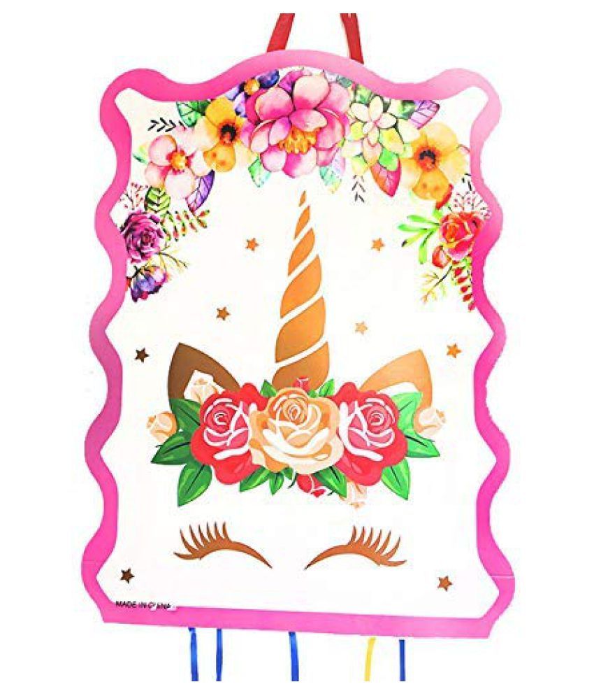 khoi bagpinata unicorn print pull string pinata for birthday party