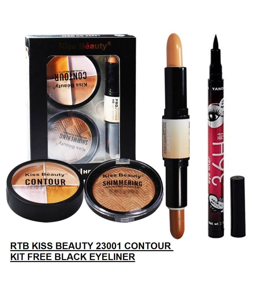 RTB Eyeliner & Kiss Beauty Concealer, Shimmer Powder & Contour Kit Pack