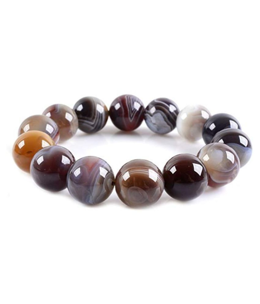 10mm Black Botswana Agate Natural Agate Stone Bracelet: Buy 10mm Black ...