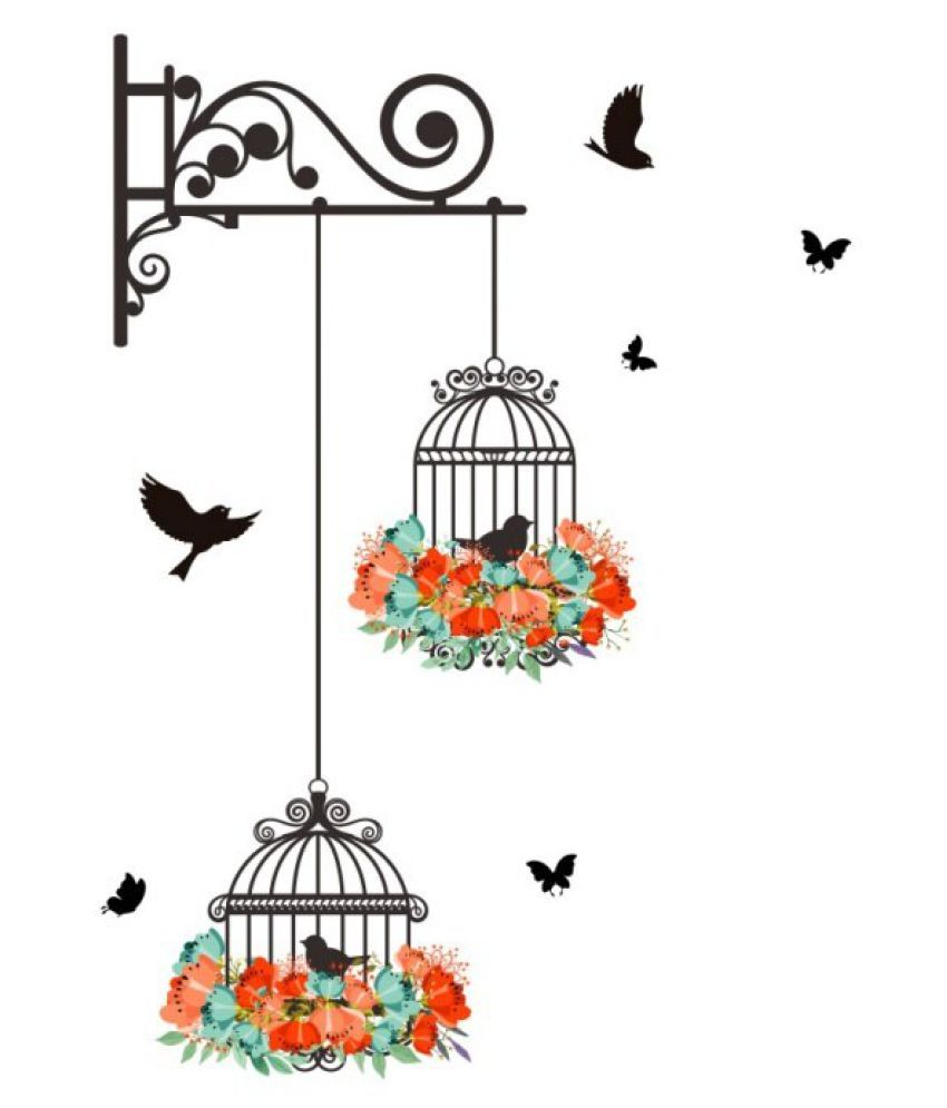 New Birdcage Butterfly Wall Stickers Living Room Nursery Room