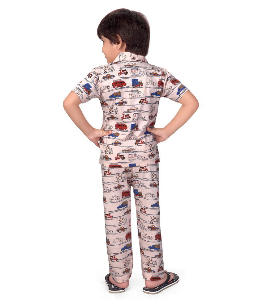 Printed Night Suit For Kids Boys Peach Colour 1112 Years Size 32 Buy