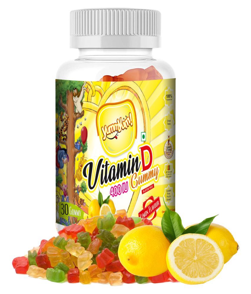 Nutree Pure Yummyum Vitamin D, 400IU Gummy Gluten Free (Lemon Flavour) 30 Gummies 30 no.s