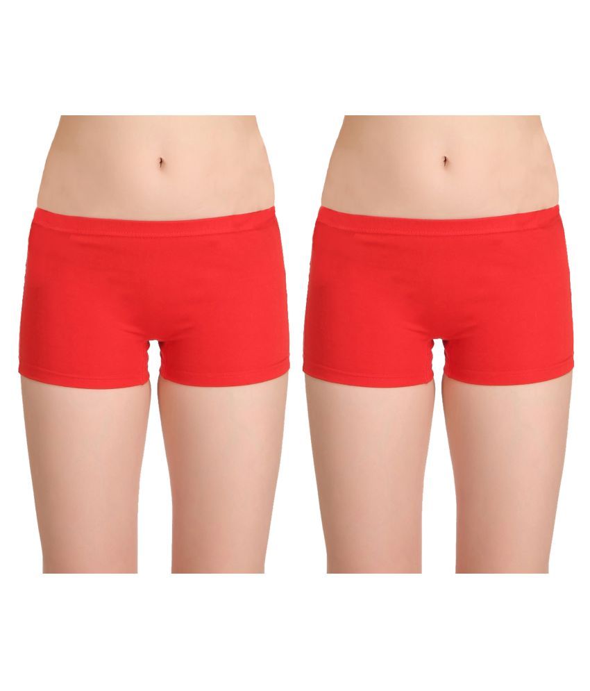     			Selfcare Pack of 2 Cotton Women's Boy Shorts ( Red )