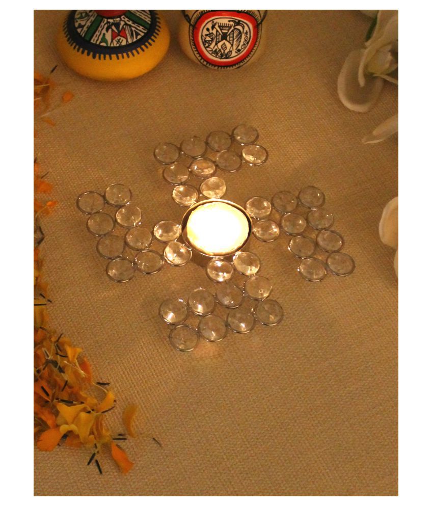     			Home Sparkle Silver Table Top and Hanging Crystal Tea Light Holder - Pack of 1