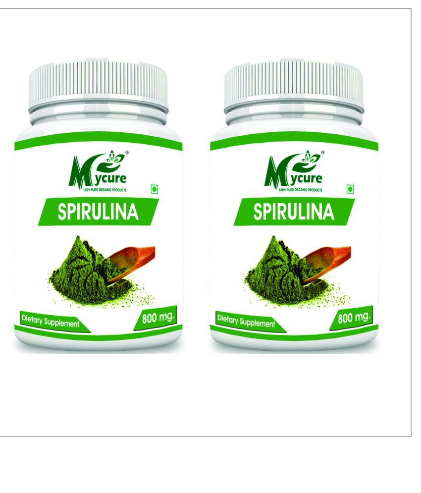 mycure Premium Quality Spirulina Extract 800 mg Unflavoured Pack of 2