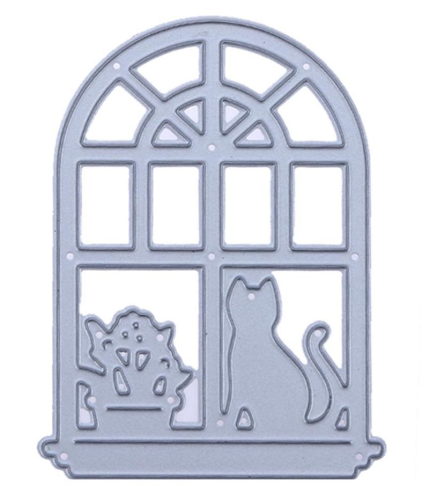 Cat Window Cutting Die Diy Metal Stencil Scrapbooking Embossing