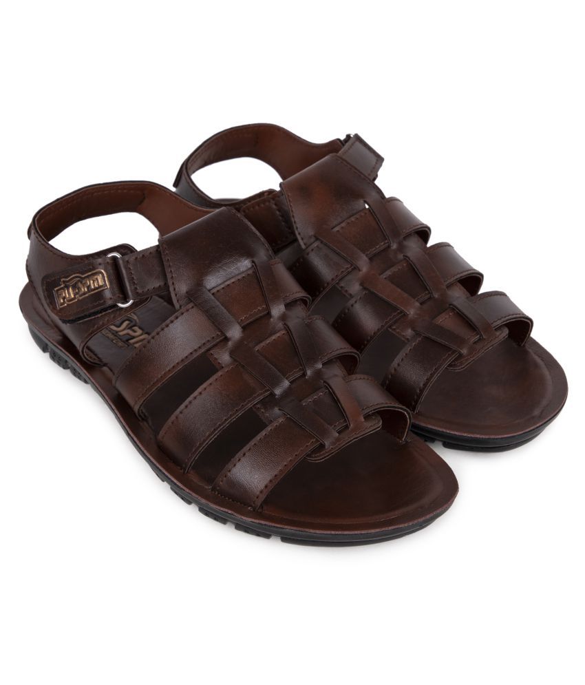     			PU-SPM Brown Synthetic Leather Sandals