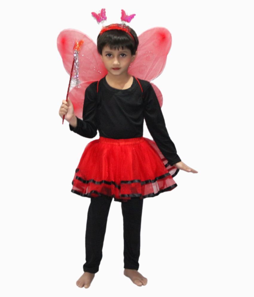     			Kaku Fancy Dresses Red Skirt with Butterfly Wngs for Kids/Bobra Toddler Fancy Dress -Red, 7-8 Years, for Girls