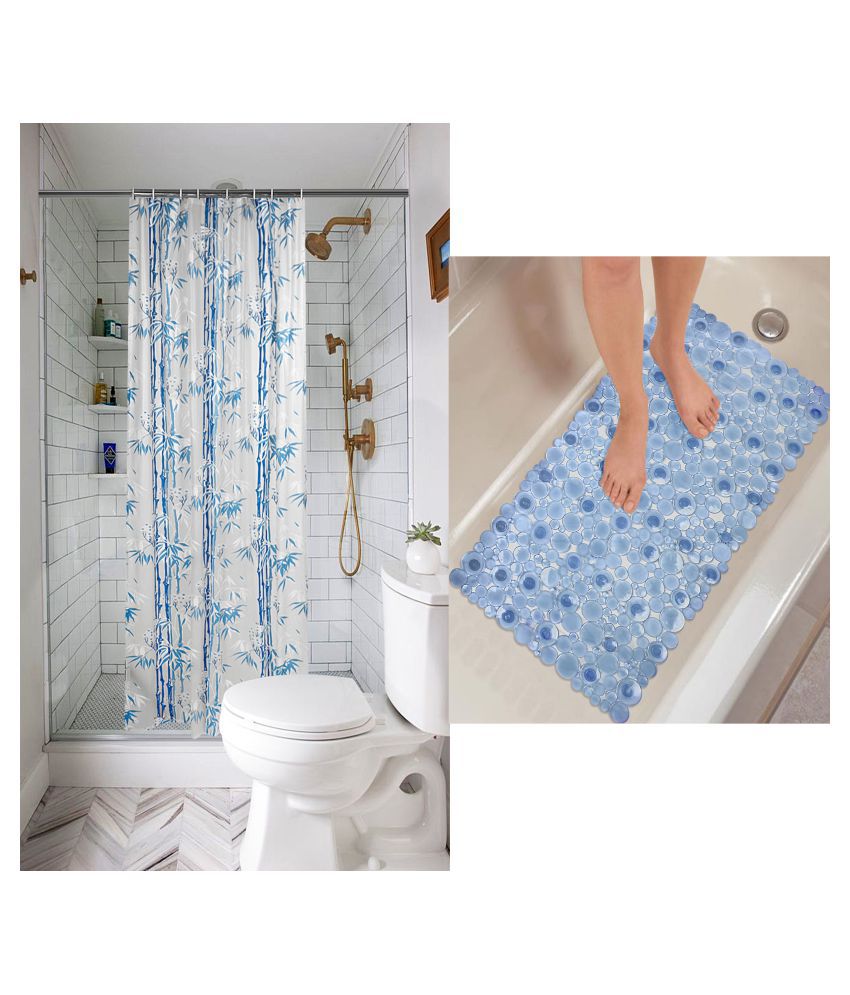     			E-Retailer Set of 2 Shower Curtain Blue Others