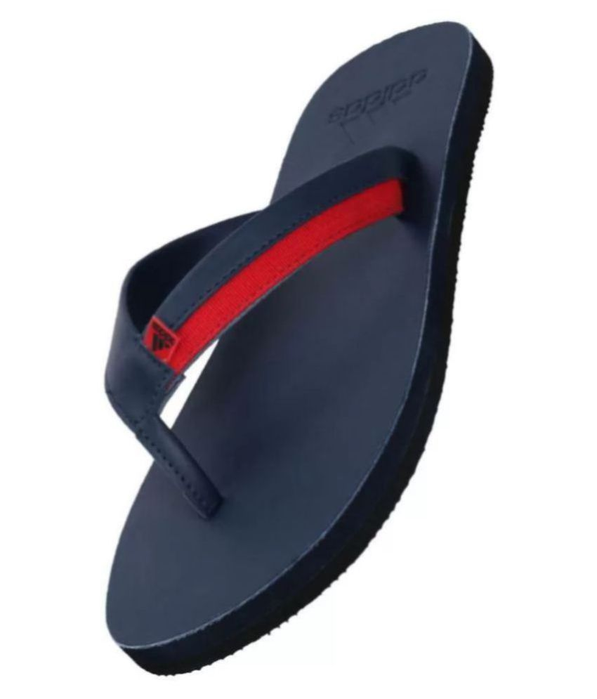 adidas navy leather slippers