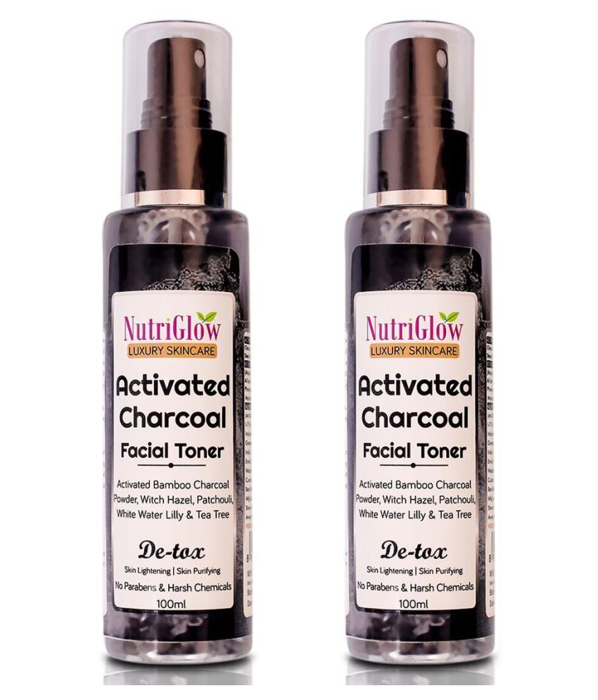 NutriGlow Charcoal Facial Toner Pack of 2 100 ml Each Skin Tonic 200 mL